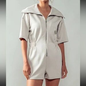 All Day Cozy Comfort Romper, Stone